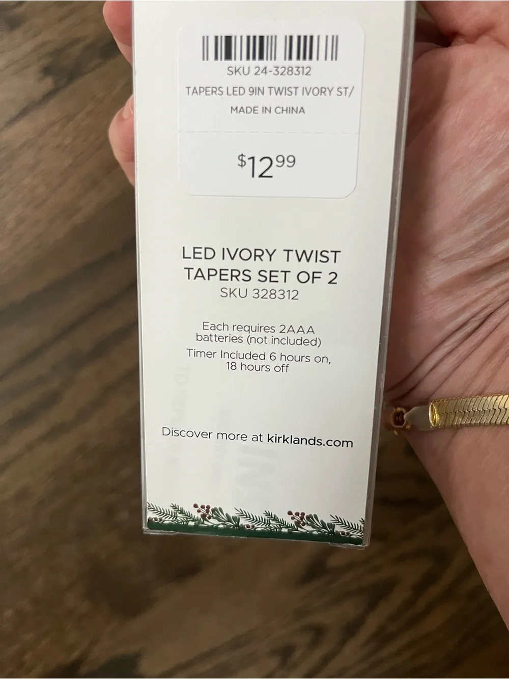 Kirklands Ivory Twist LED Taper Candles - Set of 2 NWT batteries not included
